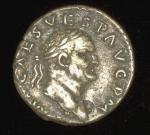 Thumbnail coin with head of Vespasian.